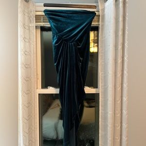 Strapless Green Velvet Dress